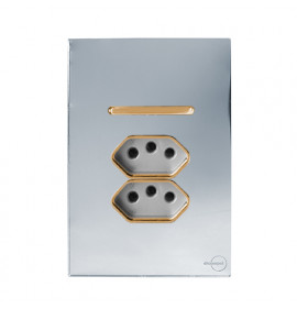 Conjunto Interruptor Simples + 2 Tomada 20a 4x2 - Novara Glass Espelhada Gold